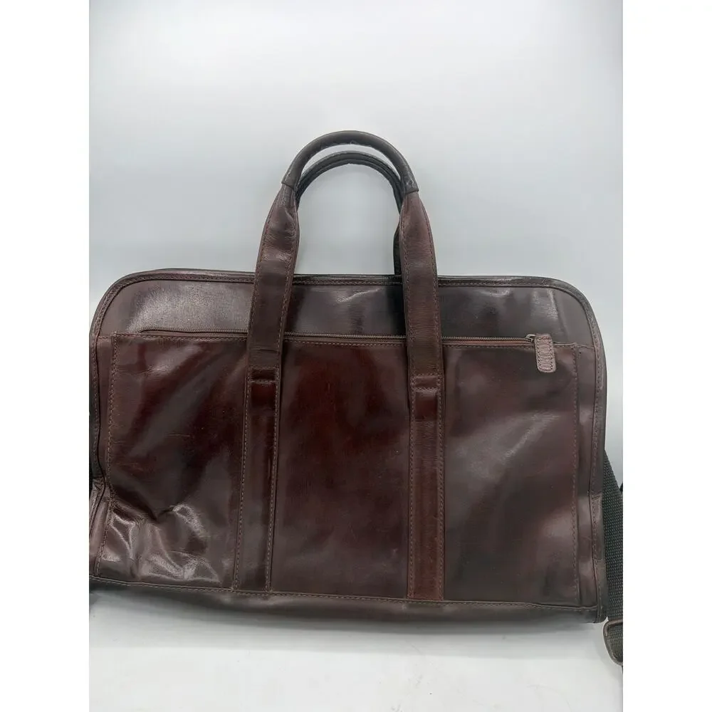 Vintage Burgundy Leather Briefcase Laptop Messenger Bag Organizer Crossbody